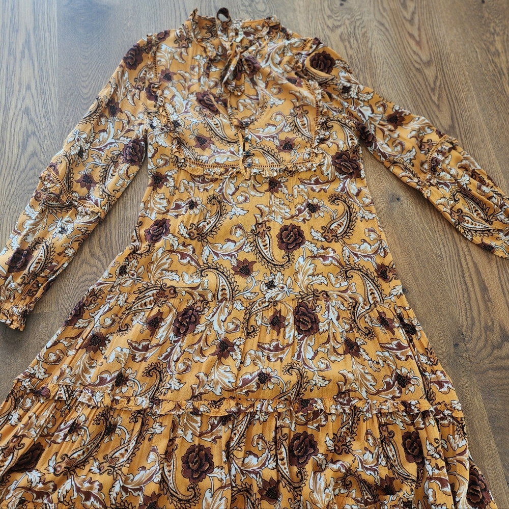Spell Designs Etienne Maxi Dress Mustard Boho Festival Cottagecore Size L - Picture 13 of 16